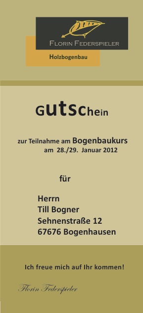 Gutschein Bogenbaukurs